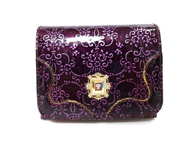 新品 アナスイ ANNA SUI ルーミー 2つ折り 財布 ダマスクローズ柄