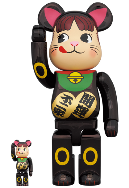 新品/未使用/BE@RBRICK 招き猫 ペコちゃん 福 金メッキ 100％ ＆ 400