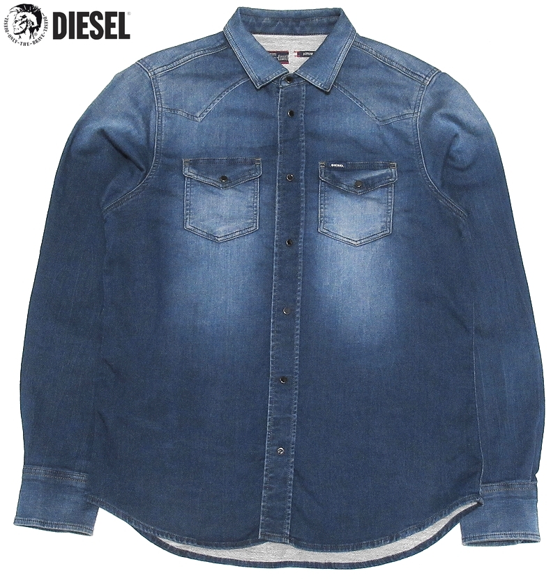 美品 DIESEL ディーゼル JOGG JEANS ジョグジーンズ SONORA-NE 0662S インディゴ スウェット ストレッチ デニムシャツ M 正規品 メンズ
