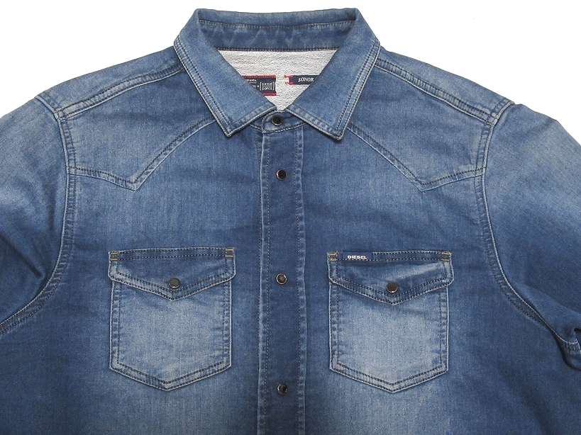 美品 DIESEL ディーゼル JOGG JEANS ジョグジーンズ SONORA-NE 0662S インディゴ スウェット ストレッチ デニムシャツ M 正規品 メンズ