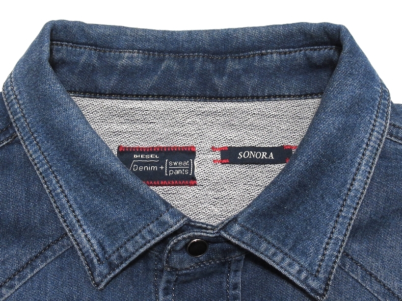 美品 DIESEL ディーゼル JOGG JEANS ジョグジーンズ SONORA-NE 0662S インディゴ スウェット ストレッチ デニムシャツ M 正規品 メンズ