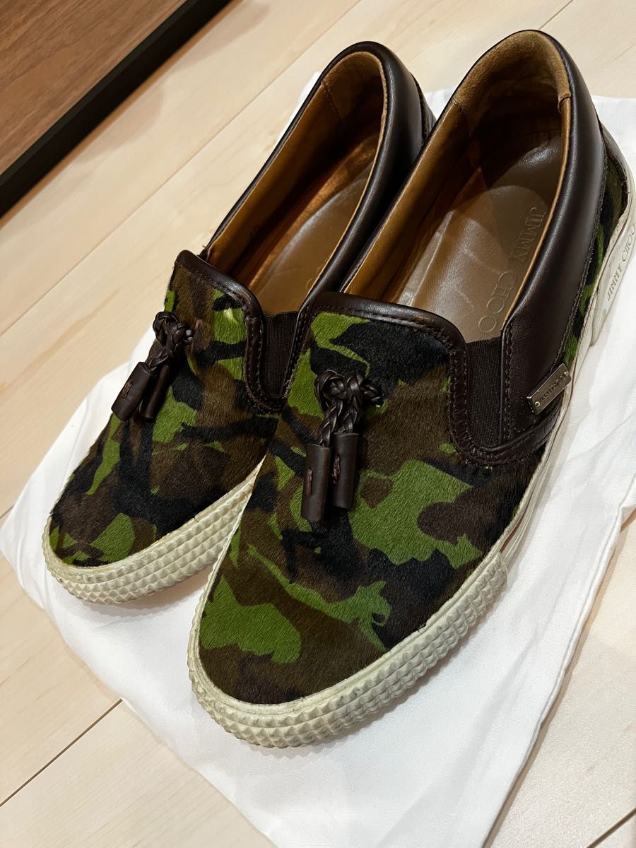 ジミーチュウ JIMMY CHOO スリッポン スニーカーカモフラージュ ハラコ
