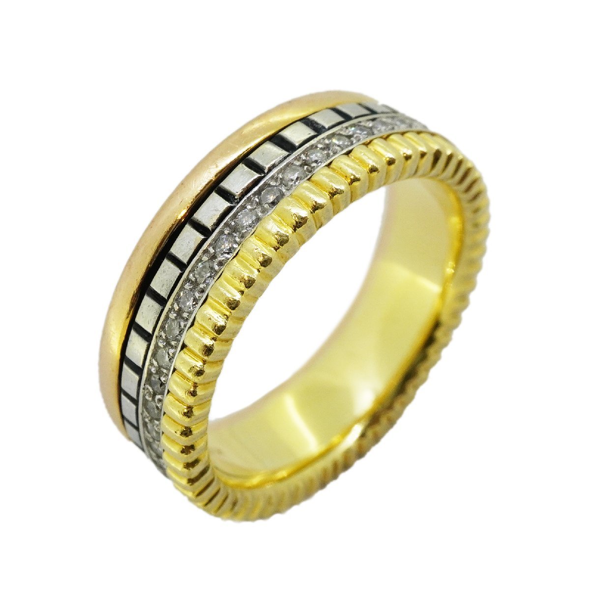 ダイヤモンド 0.3ct K18PG K18YG メレダイヤ 幅広 デザイン リング 指輪