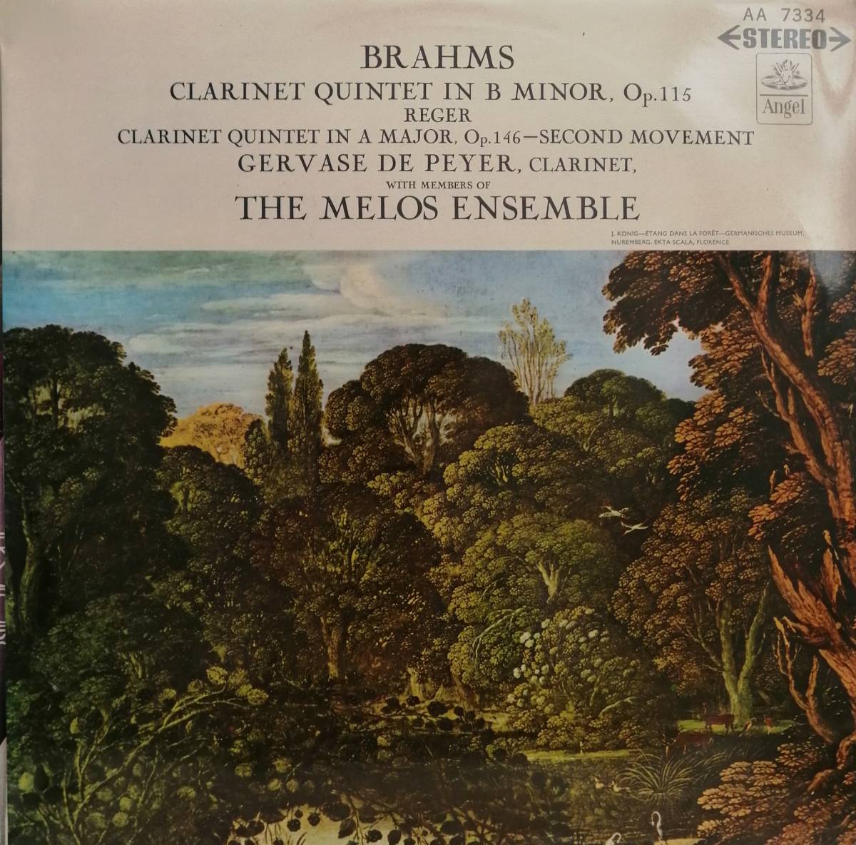 初期LP盤 ジェルヴァーズ・ド・ペイエ/Melos Ensemble 　Brahms Clarinet五重奏曲 Op115 & Reger Clarinet五重奏曲 第2楽章_画像1