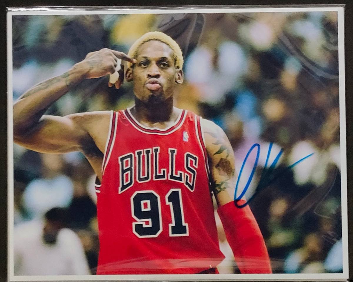 0 Dennis * rod man autograph autograph photograph / photo NBA Chicago *bruz rebound .7 times Champion 5 times Sakura tree flower road. model player 