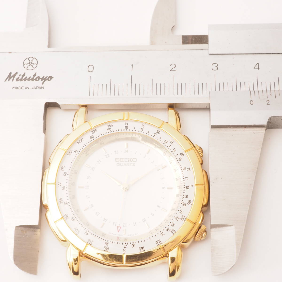 セイコー クォーツ 7N01-6360 A0 SEIKO QUARTZ SS ゴールド×ホワイト 白文字盤 メンズ 男性 腕時計 フェイスのみ[220184]BB6_画像5