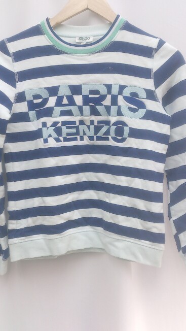 KENZO PARIS sweatshirt long sleeve sweat Logo border XS size blue lady's 1203000025984