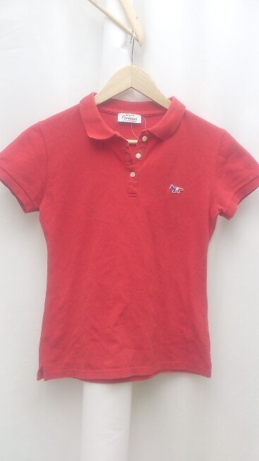 KITSUNE Parisien fox Paris Jean polo-shirt short sleeves France made S size red lady's 1203000005177