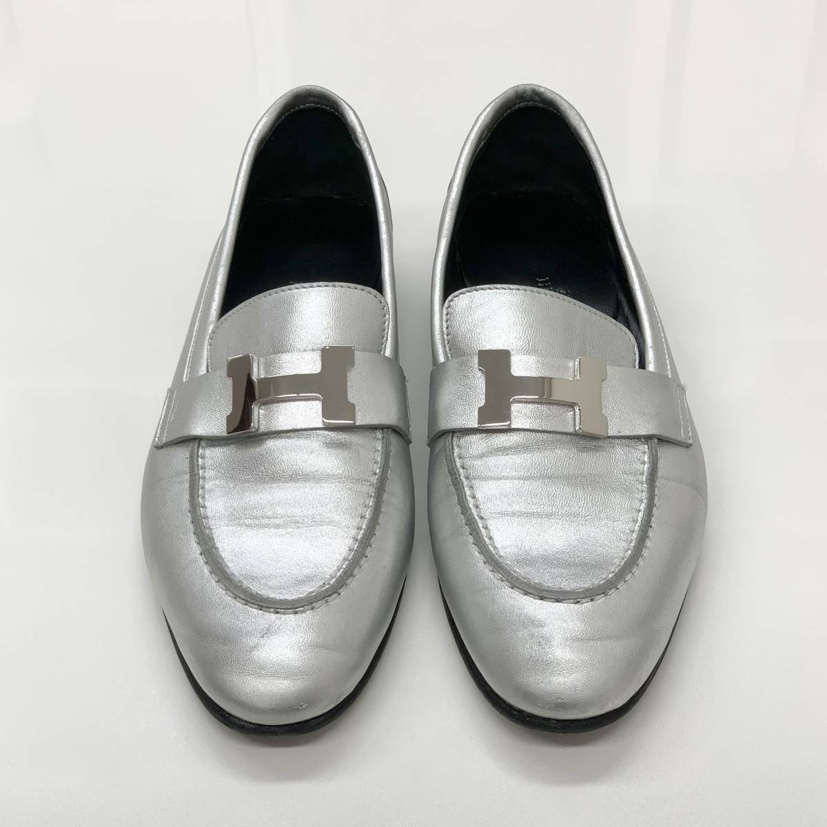 4932 エルメス パリ H金具 レザー ローファー シルバー | noonanwaste.com