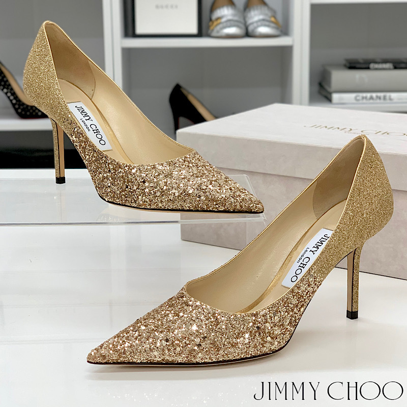 ジミーチュウ JIMMYCHOO グリッターパンプス-