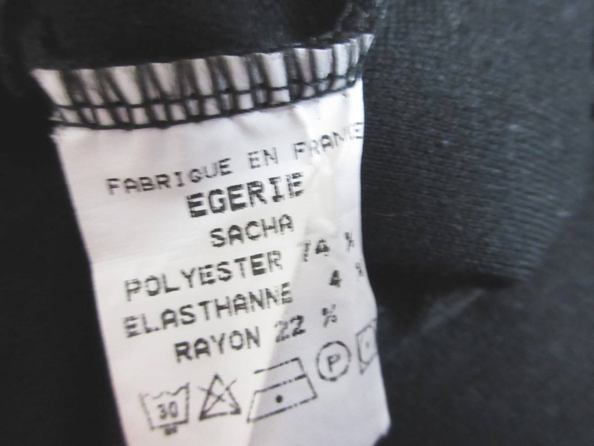 EGERIE エジェリ ワンピース フレアスカート 千鳥格子 半袖 ストレッチ レディース T3 黒 グレー irmri yg2861_画像9