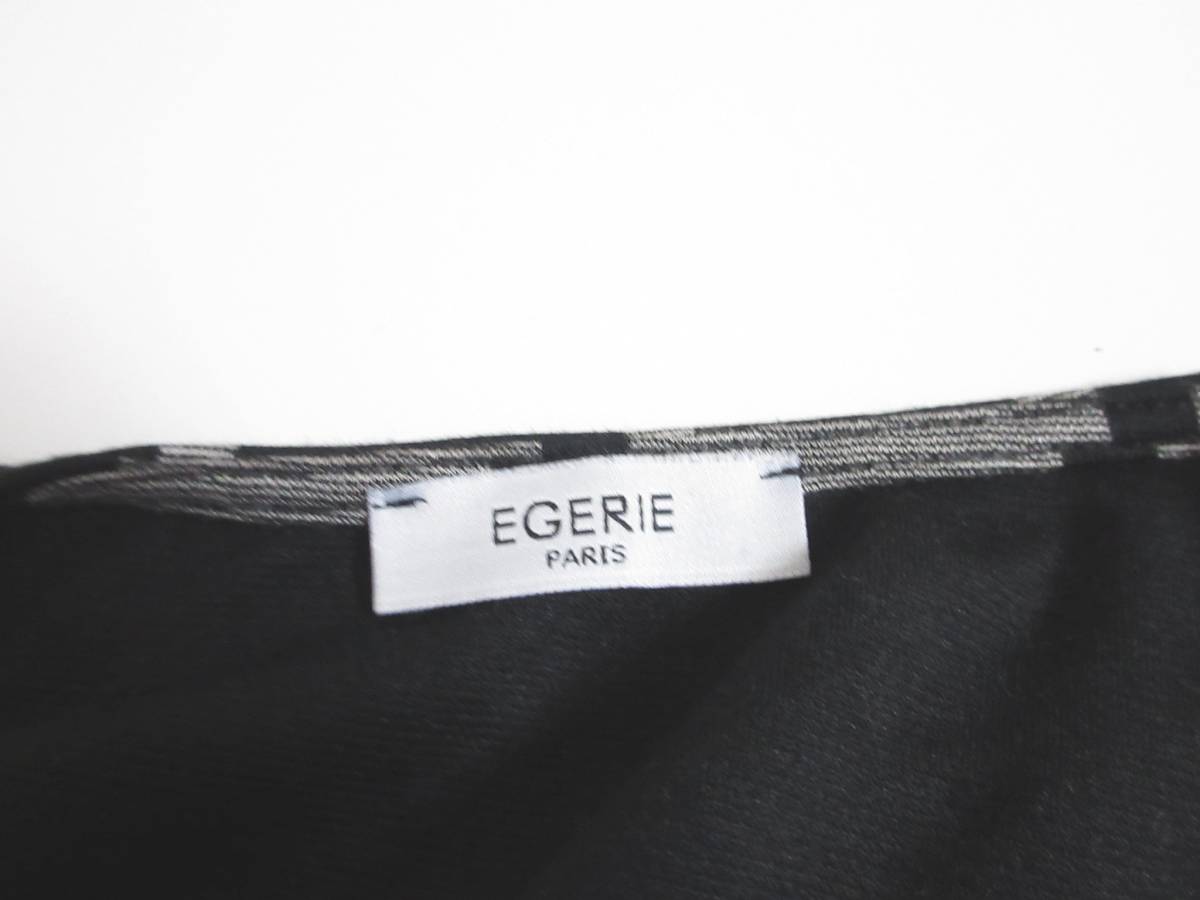 EGERIE エジェリ ワンピース フレアスカート 千鳥格子 半袖 ストレッチ レディース T3 黒 グレー irmri yg2861_画像8