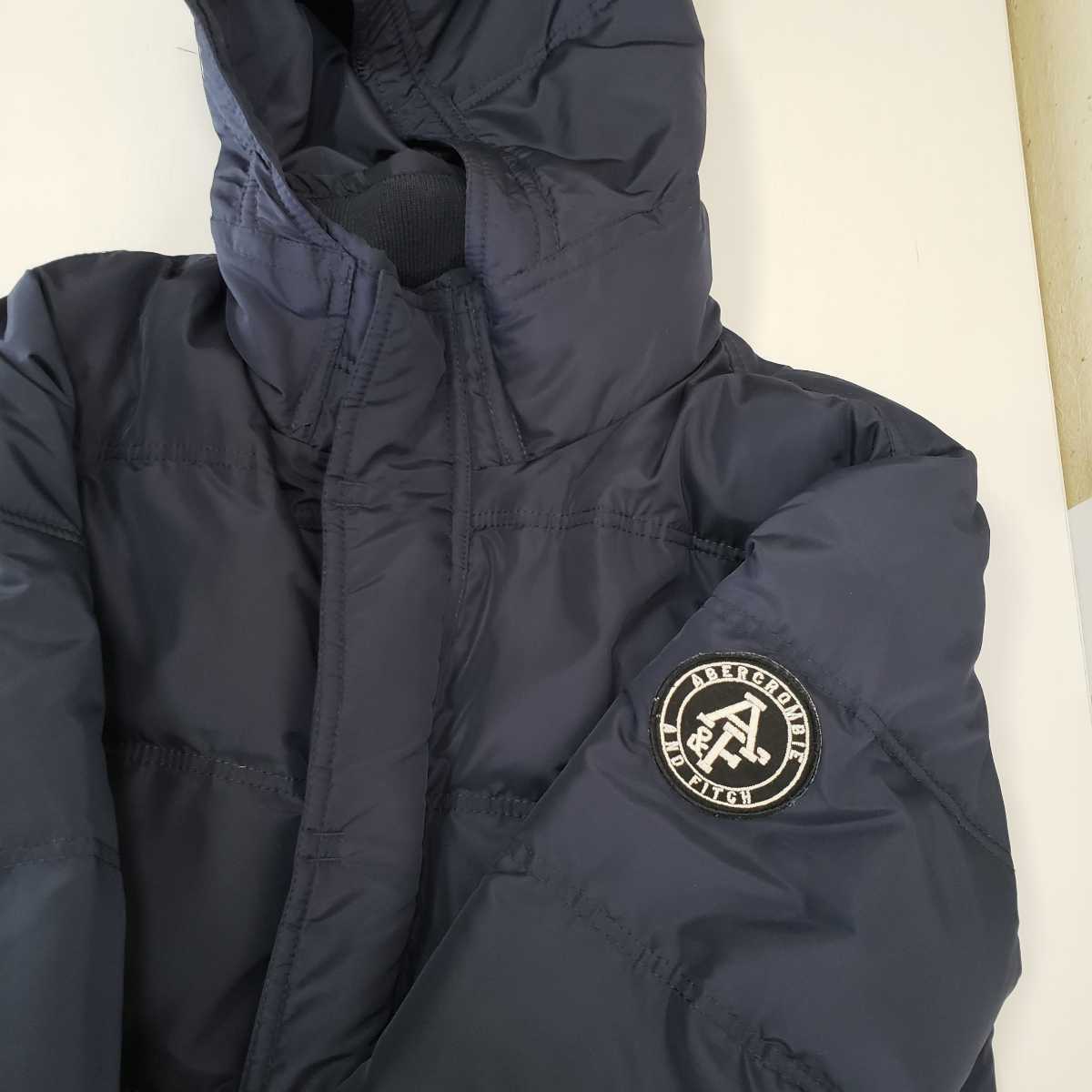 美品◆Abercrombie&Fitch アバクロンビー&フィッチ KEMPSHALL JACKET フード付 ダウンジャケット  ダウンパーカーメンズ(L)ネイビー 紺