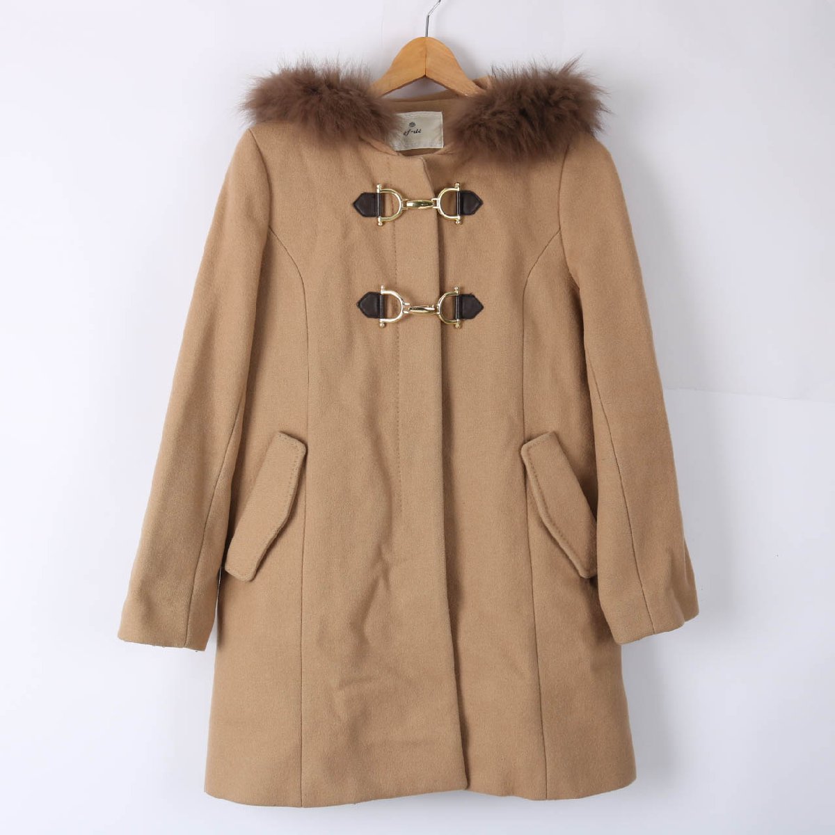 ef-de длинное пальто с капюшоном . мех одноцветный внешний шерсть . женский 9 размер Brown ef-de
