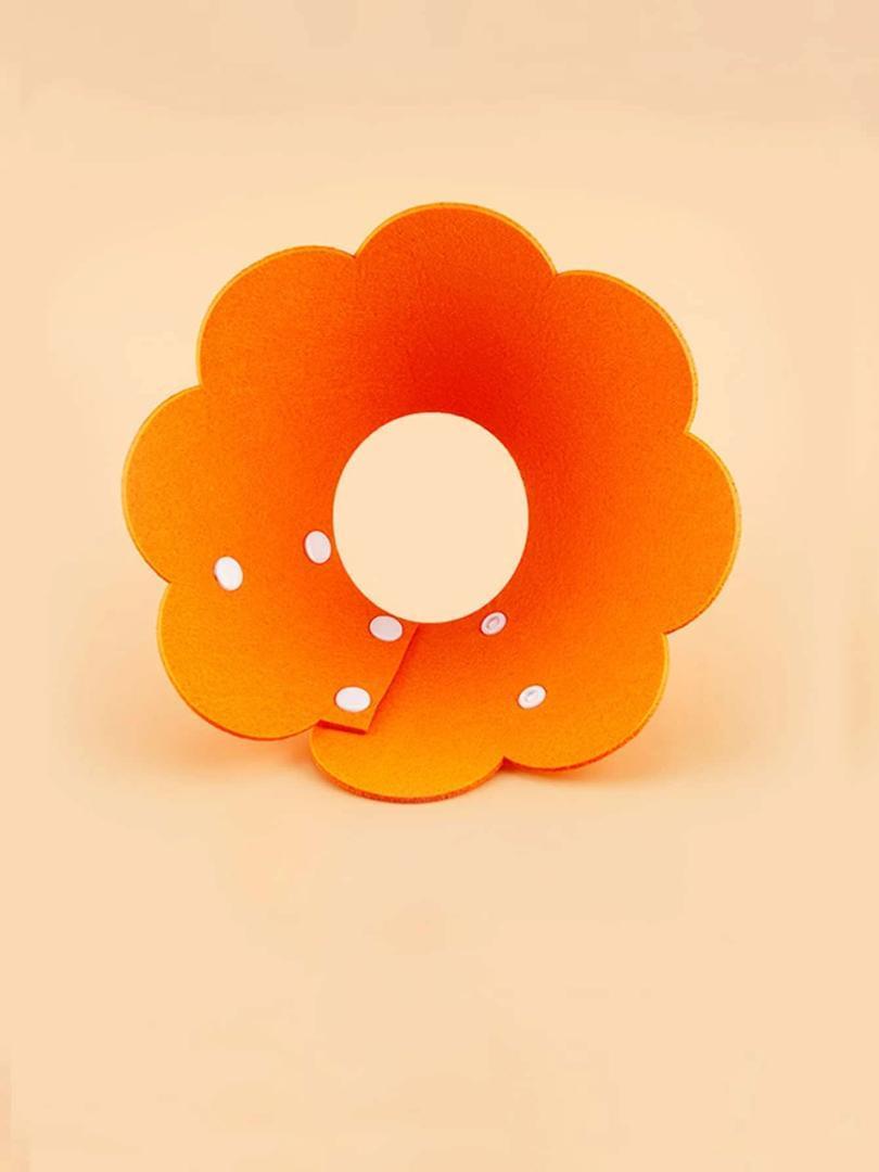 【新品】犬猫　エリザベスカラー　フラワーデザイン　オレンジ　ソフトタイプ
