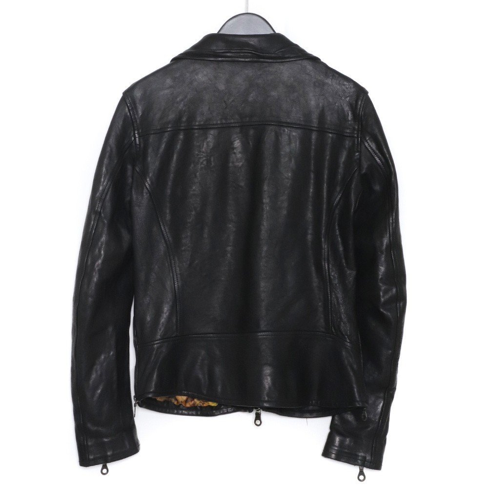 ISAMU KATAYAMA BACKLASH 16AW GUIDIベビーカーフ製品染めダブルライダースジャケット M ブラック 1636-03 イサムカタヤマバックラッシュ W_画像2