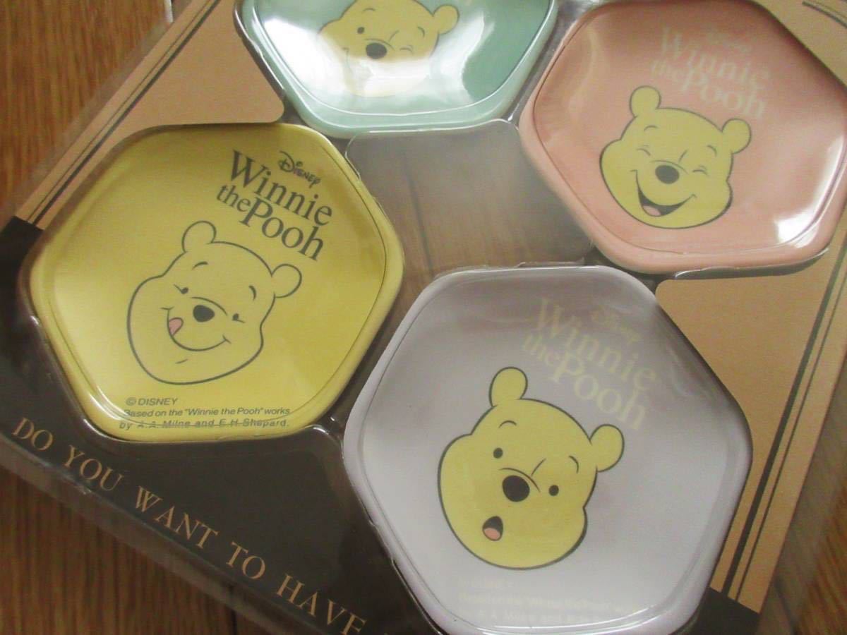  Disney * Винни Пух melamin производства Mini plate 4 листов ввод ( лицо ) посуда маленькая тарелка бобы тарелка Mini тарелка plate тарелка 