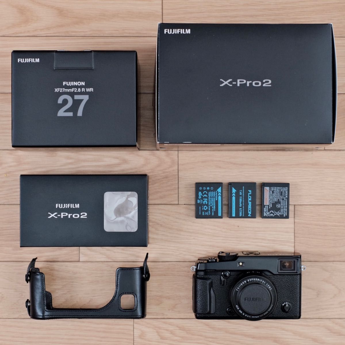 シルバー 【美品】X-Pro2ボディ+XF27mm L字ブラケット付き ボディ F2.8 X-T4 FUJIFILM R WR(ほぼ新品)+純正本革ケース+社外製バッテリー2個