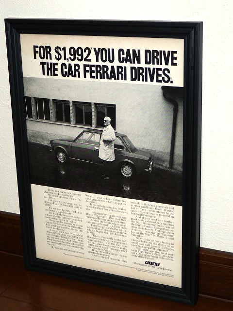 1972年 USA 70s 洋書雑誌広告 額装品 Fiat 128 フィアット (A4size) / 検索用 Ferrari フェラーリ 店舗 ガレージ 看板 ディスプレイ サイン_画像1