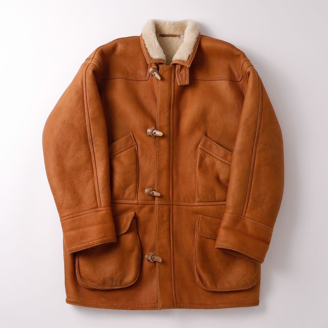 【極美品】Sawyer of Napa Lambsskin Doublefaced Dayed Mouton jacket N-3B Vintage N3B ムートンコート ダッフルコート USA製 推定約50万