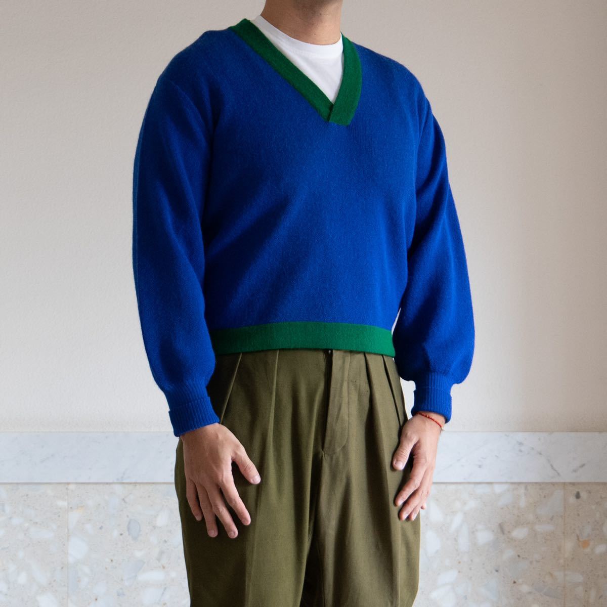 【Deadstock】60s Vintage ヴィンテージ ユーロ Vネック ニット セーター アルパカ オーストリア製 ビッグサイズ 42 Vネックニット 希少
