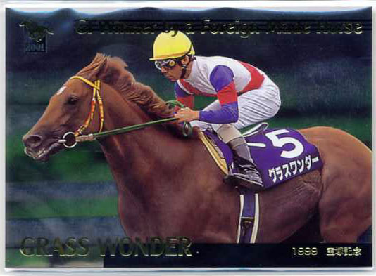 ★グラスワンダー FG8 外国産G1馬カード バンダイ サラブレッドカード 2001年上半期版 的場均 有馬記念（2回）写真 画像 競馬カード 即決_画像1