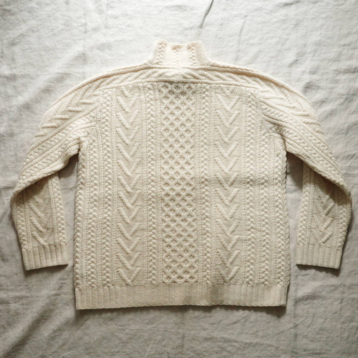 LAUREN mock neck law gauge wool knit women's Lサイズ フィッシャーマン モックネック ニット_画像7