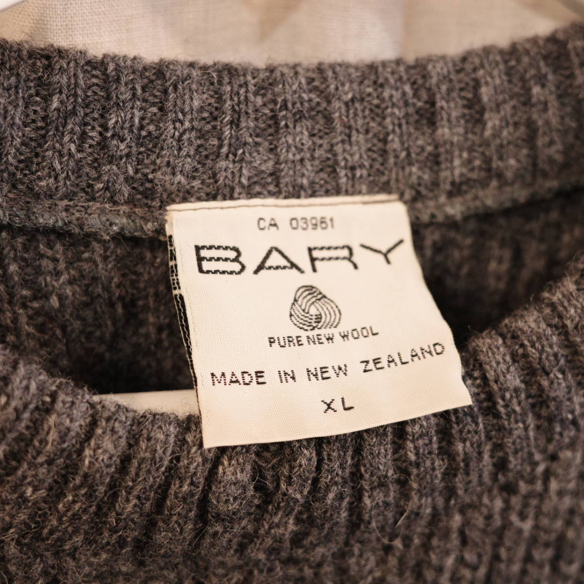 BARY low gauge solid wool knit MADE IN NEW ZEALAND XLsize ローゲージ ニット_画像5