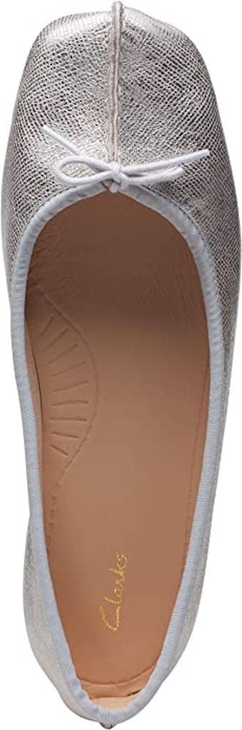 Clarks 25cm Flat ballet silver metallic leather black dress heel Loafer boots sneakers pumps RRR64