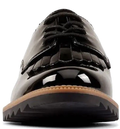  free shipping Clarks 27cm quilt fringe Loafer Flat pa tent enamel black black ballet leather sneakers pumps RRR15