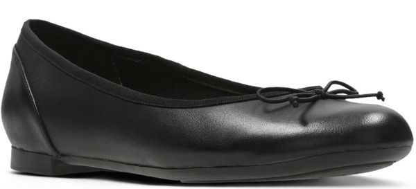 Clarks 25.5cm Flat leather black black bow ballet sneakers shoes Loafer Classic pumps boots sandals RRR69
