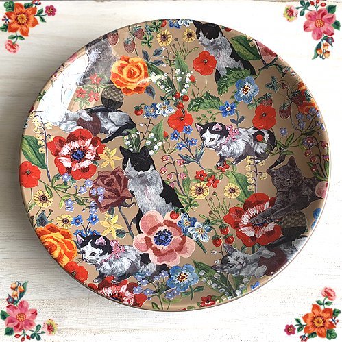 【ナタリー・レテ】プレート キャット＆フラワー 猫たちとお花のお皿 Nathalie Lete キッチュ フランス france paris ネコ ねこの画像1