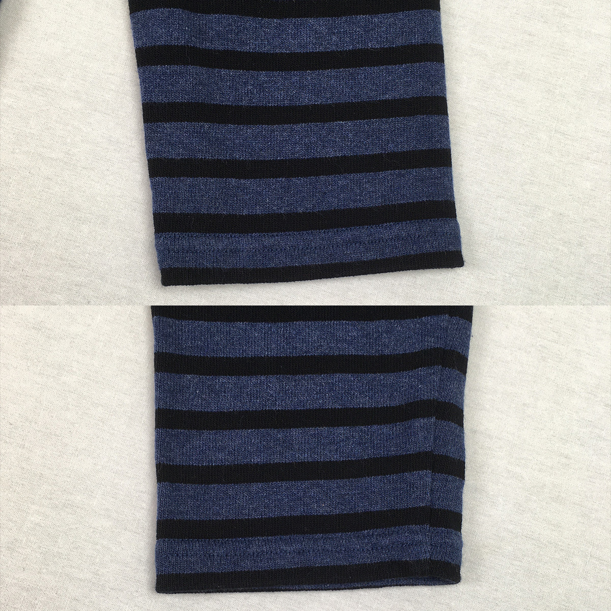 ORCIVAL オーシバル フランス製 コットンロード バスクシャツ 長袖 サイズ4 ブルー/ブラック ボーダー カットソー_左腕の裾