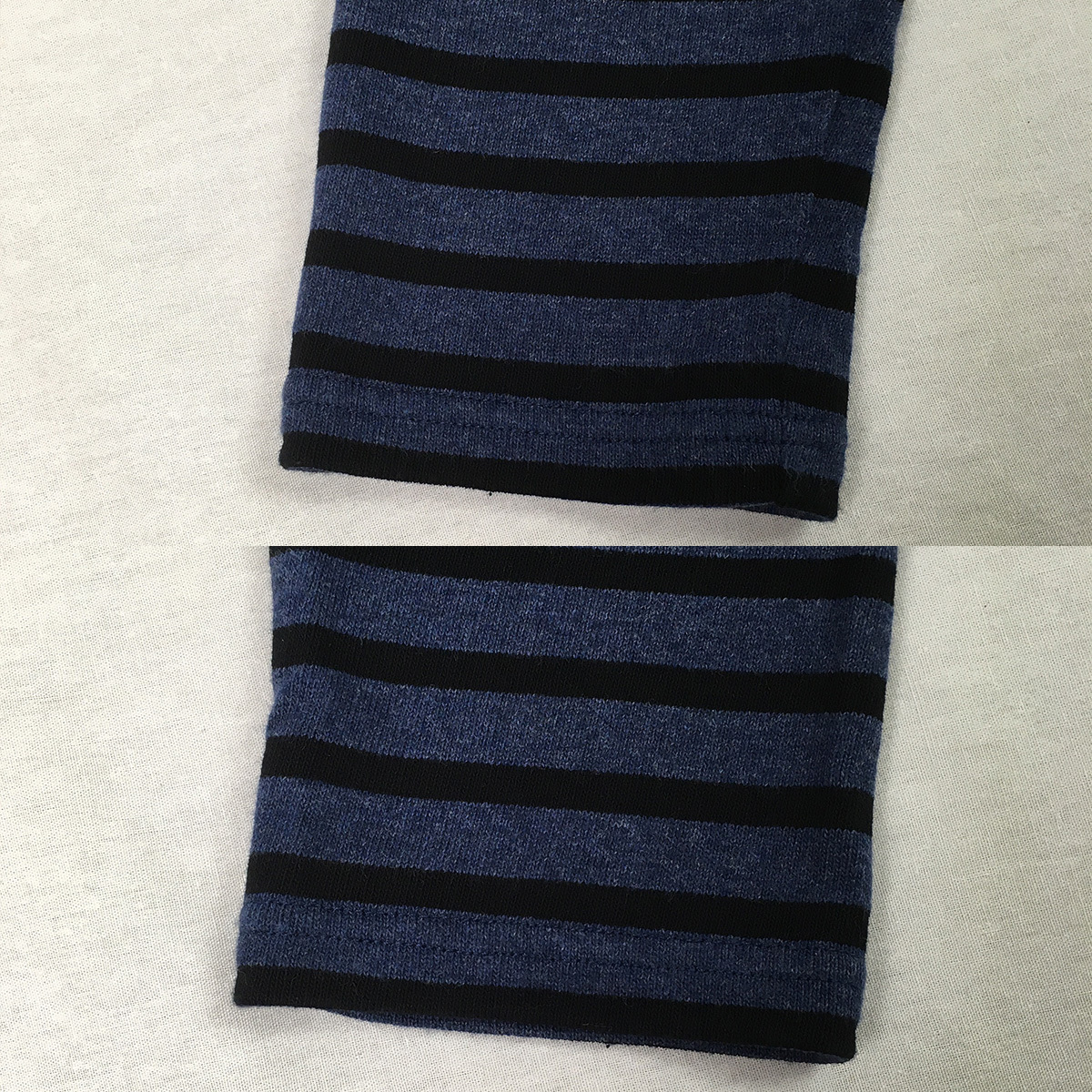 ORCIVAL オーシバル フランス製 コットンロード バスクシャツ 長袖 サイズ4 ブルー/ブラック ボーダー カットソー_右腕の裾