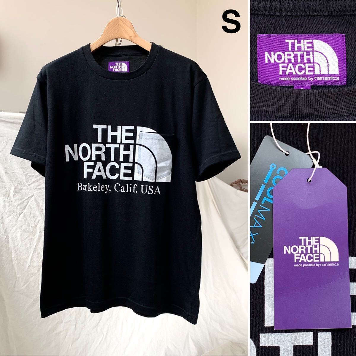 S 新品正規 ノースフェイスパープルレーベル ポケット ロゴ Tシャツ 黒 ブラック THE NORTH FACE メンズ NT3108N 2021SS ナナミカの画像1