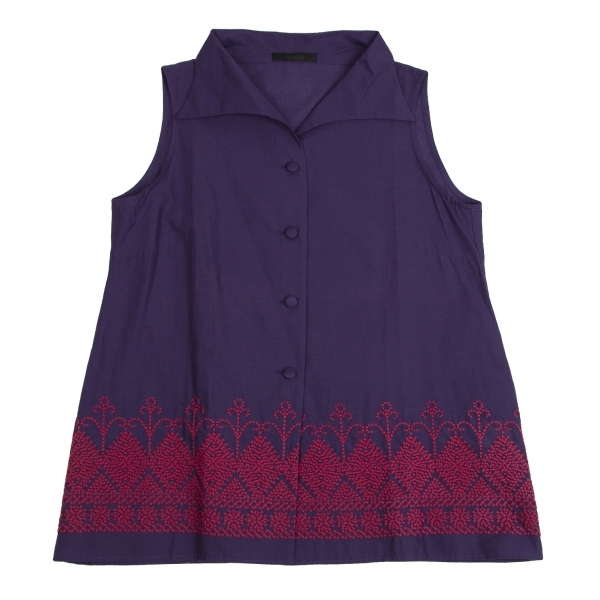 ジジリgigli 裾刺繍ノースリーブセットアップ 紫38・36 【レディース】_画像3