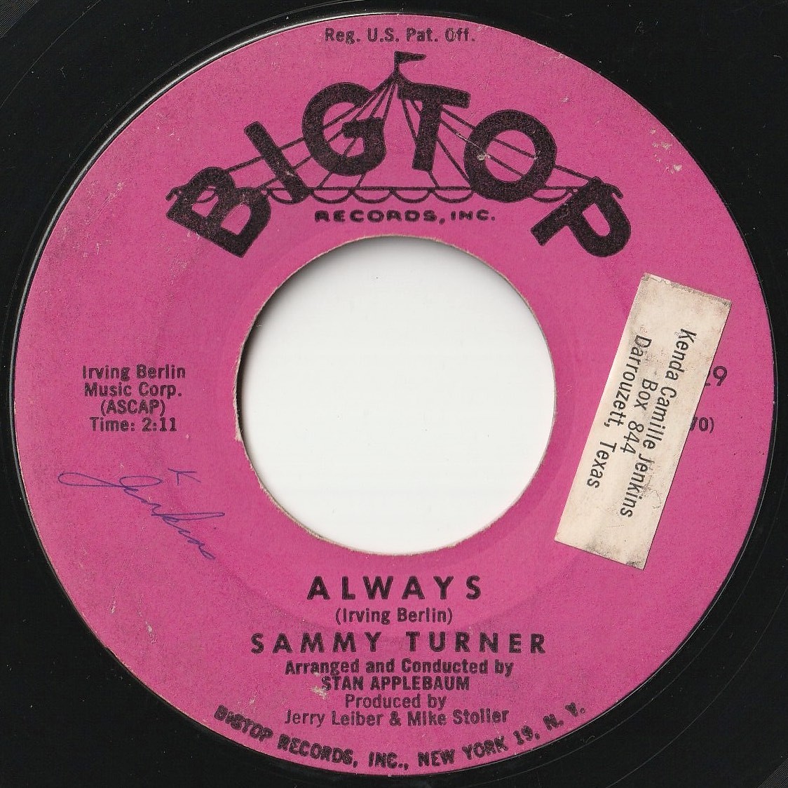 Sammy Turner Always / Symphony Bigtop US 45-3029 201331 R&B R&R レコード 7インチ 45_画像1