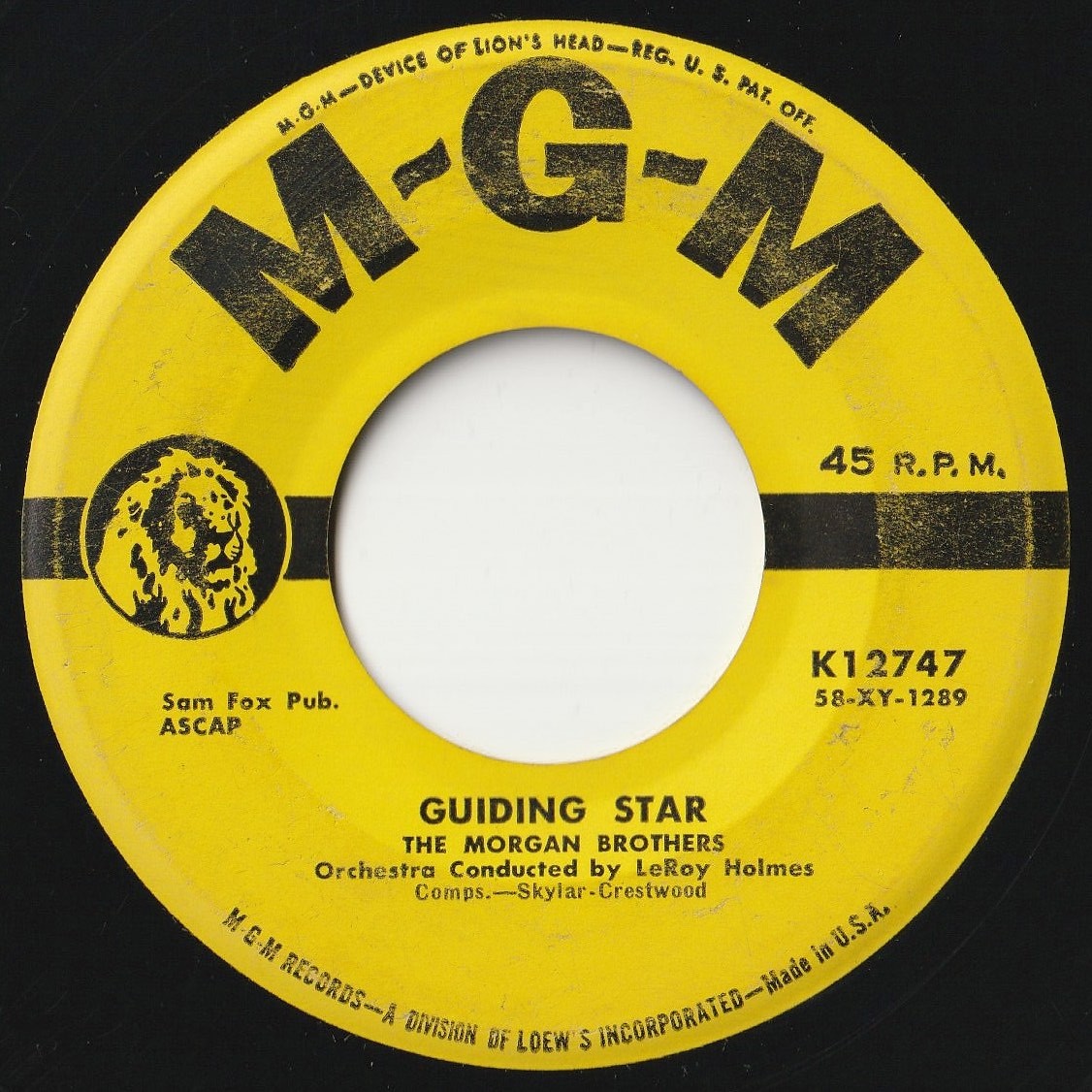 Morgan Brothers Nola / Guiding Star MGM US K12747 201352 ROCK POP ロック ポップ レコード 7インチ 45_画像2
