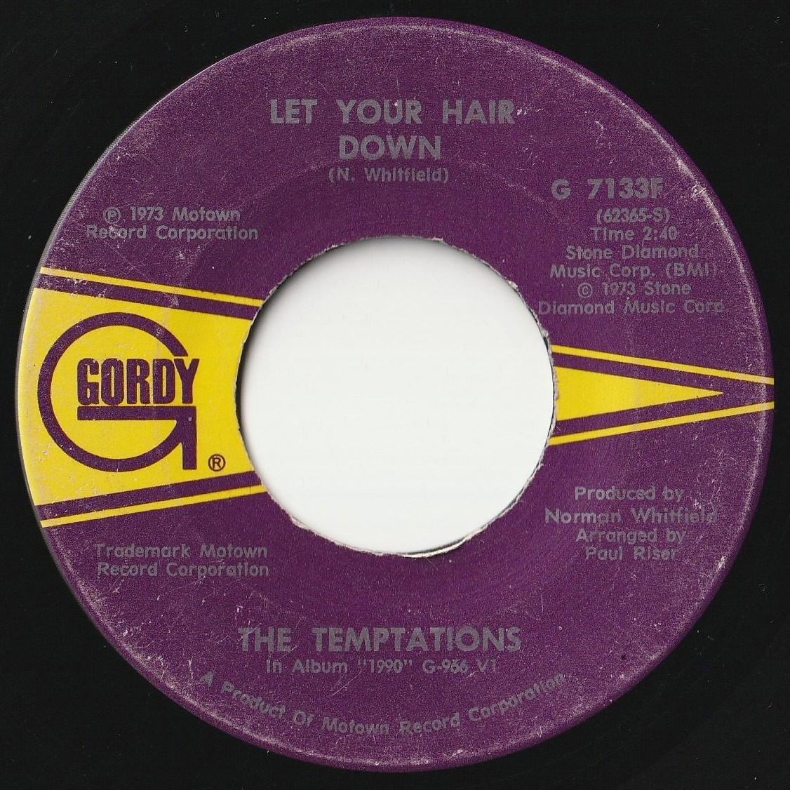 Temptations Let Your Hair Down / Ain't No Justice Gordy US G 7133F 201484 SOUL ソウル レコード 7インチ 45_画像1