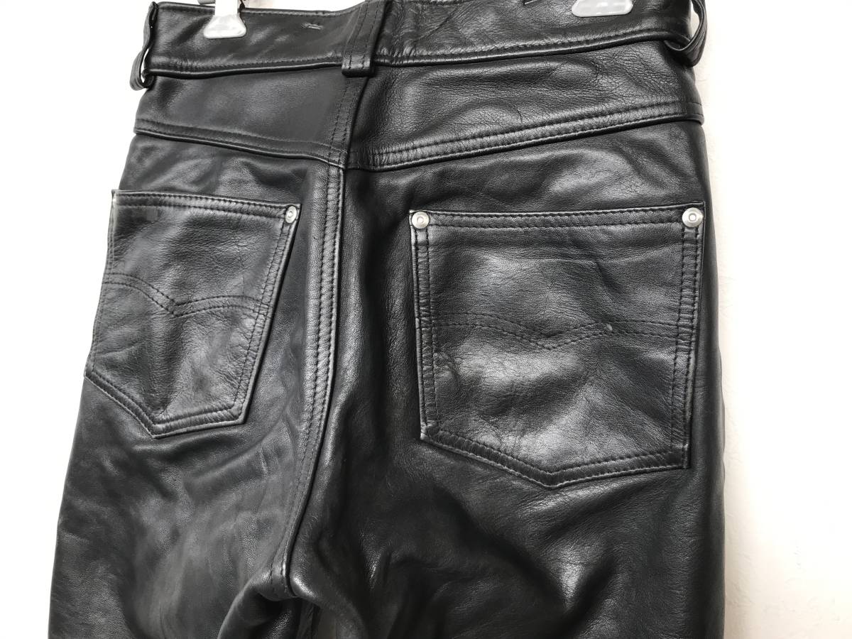 Schott ショット USA製 メンズ レザーパンツ ブラック美品 size W26 Schott ショット USA製 メンズ レザーパンツ ブラック美品 size W26