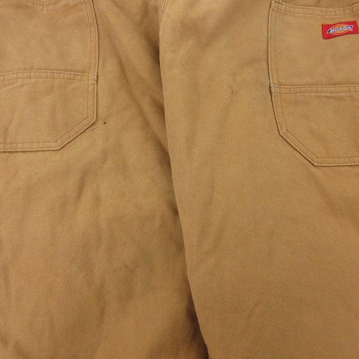 W44/古着 ディッキーズ Dickies オーバーオール メンズ ダック地 ダブルニー 大きいサイズ コットン 茶 ブラウン 内側キルティング 23jan06_画像9