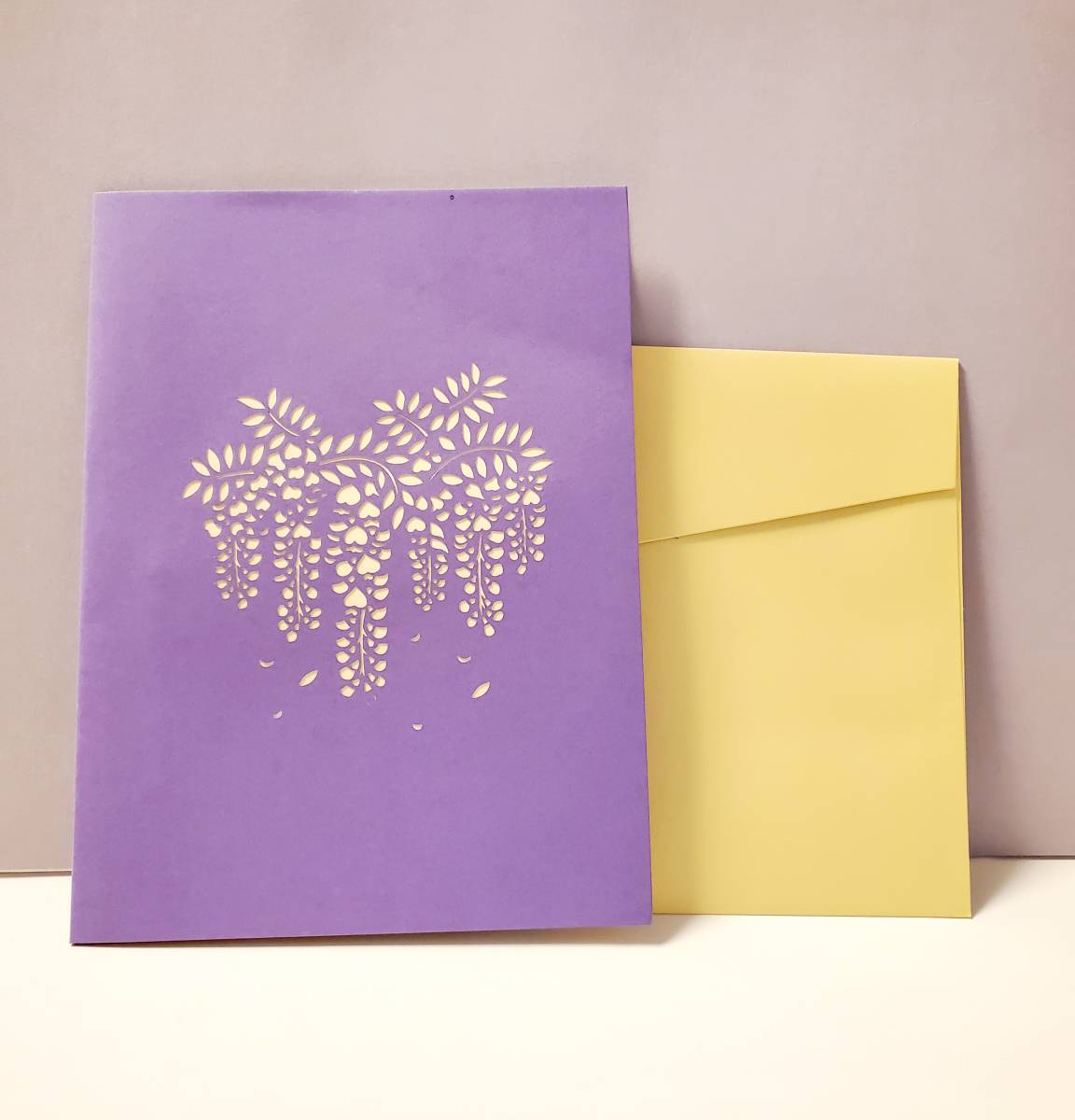  solid card HANAKO stone chip puts out card Fuji wistaria. flower purple wistaria flower. card greeting card multipurpose card 