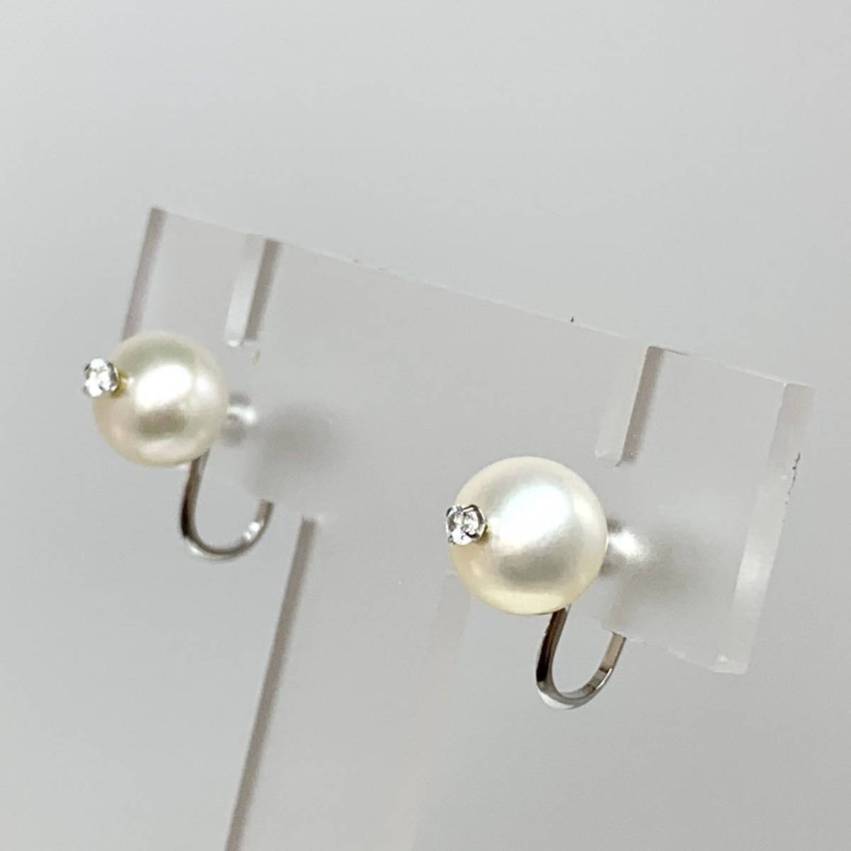 ［K14WGアコヤ本真珠イヤリング］重量約2.3g 約8.0mm珠 パール pearl earring pierce アクセサリー accessory 14金 ゴールド gold DD0 jの画像3