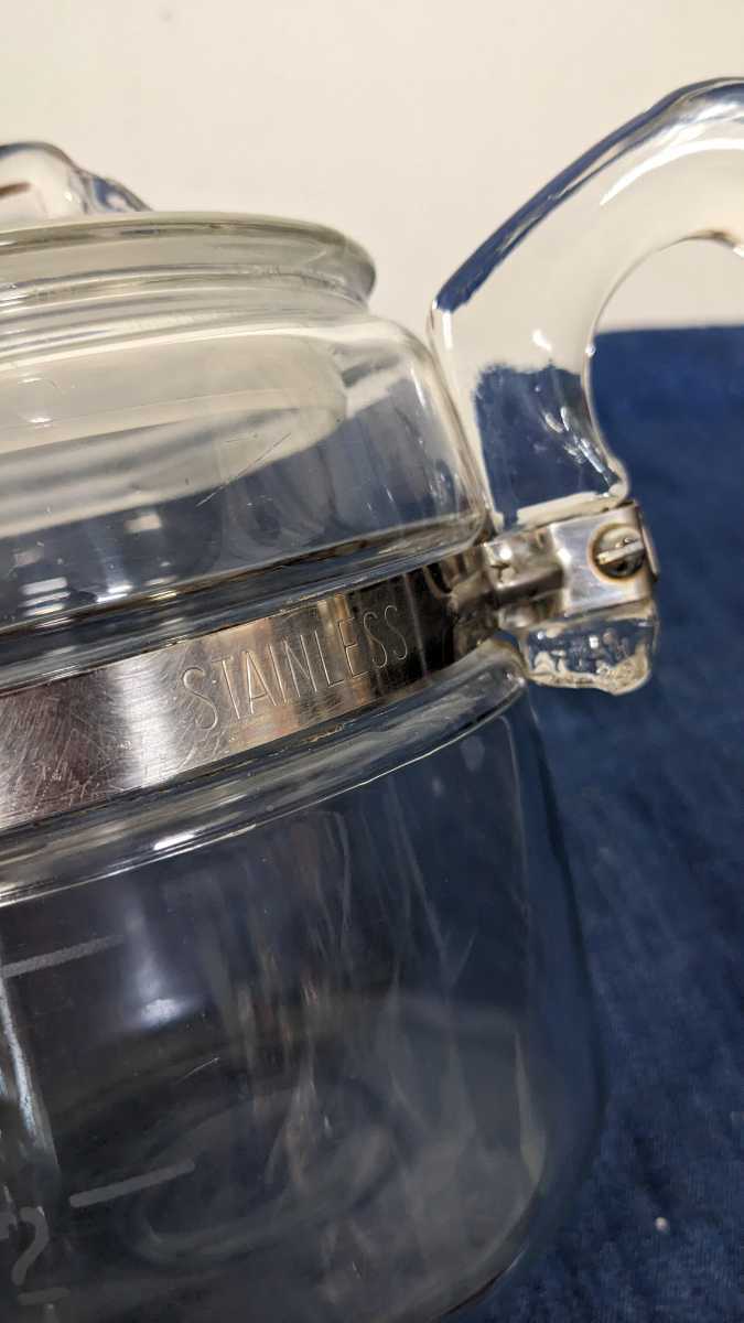 ビンテージ PYREX ガラス ポット パーコレーター コーヒーポット アンティーク USA製  ケトル 耐熱ガラス オールドパイレックス の画像9