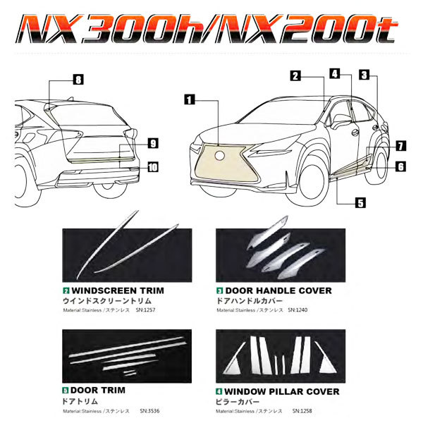 LEXUS レクサス NX 200T/300H サイド ドアアンダー ドアトリム ガーニッシュ ステンレス メッキ 鏡面_画像4