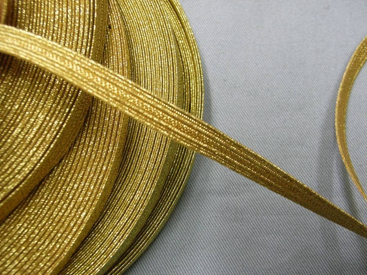 ◆金糸縞織 6～7ミリ幅 1メーター分◆新品の画像1