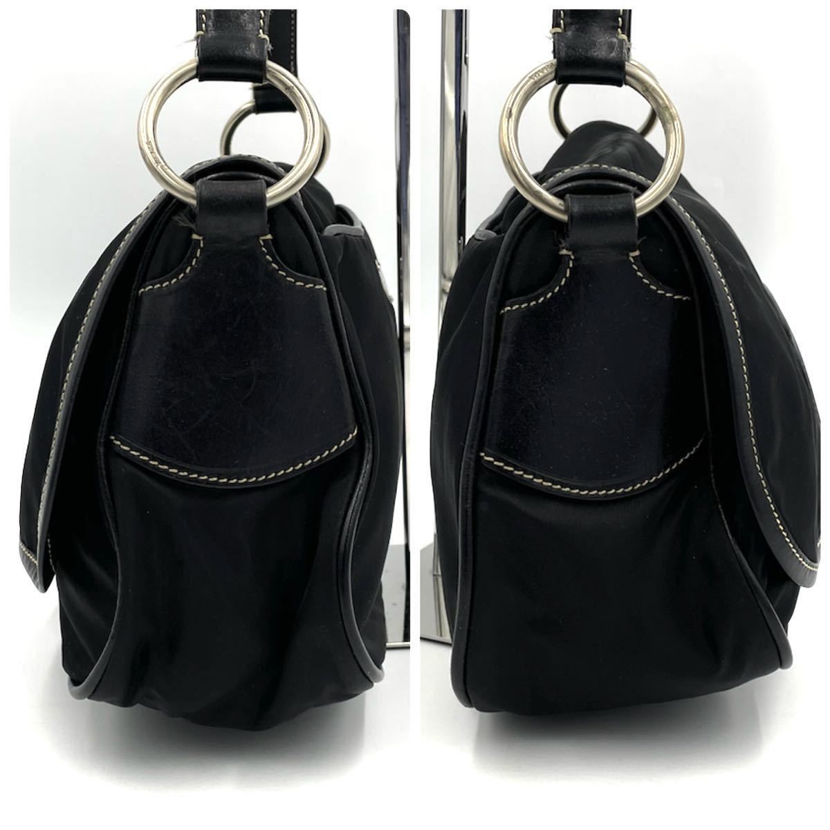 美品 PRADA プラダ アクセサリーポーチ ハンドバッグ ナイロン レザー