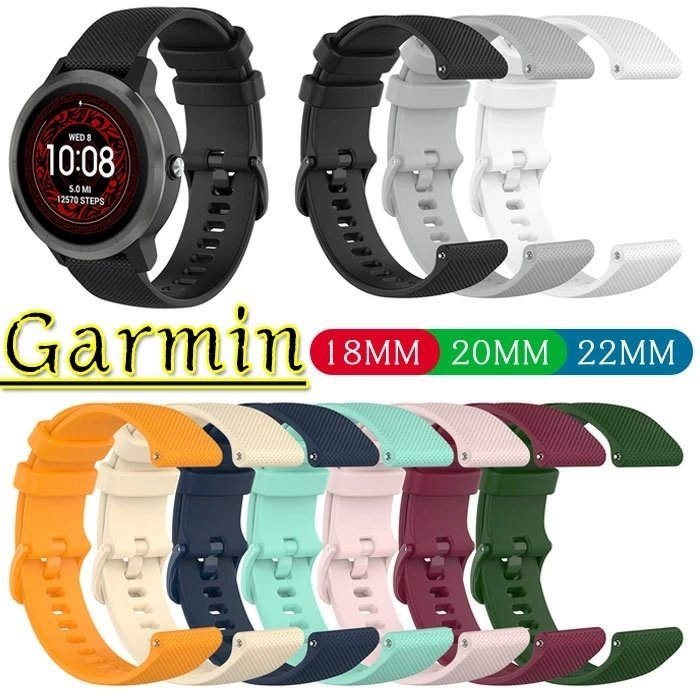 Garmin Vivoactive4 交換用ベルト Garmin Active シリコン製 柔らかい 防水 多色選択 脱着簡単 携帯便利 18mm 20mm 22mm ☆10色選択/1点の画像1