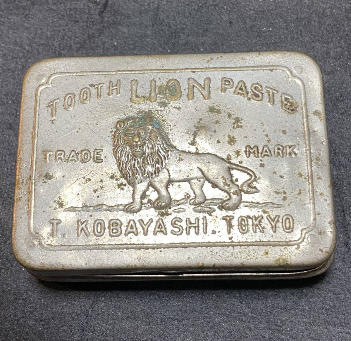 明治期 ブリキ缶ケース ライオン TOOTH LION PASTE 昭和レトロ