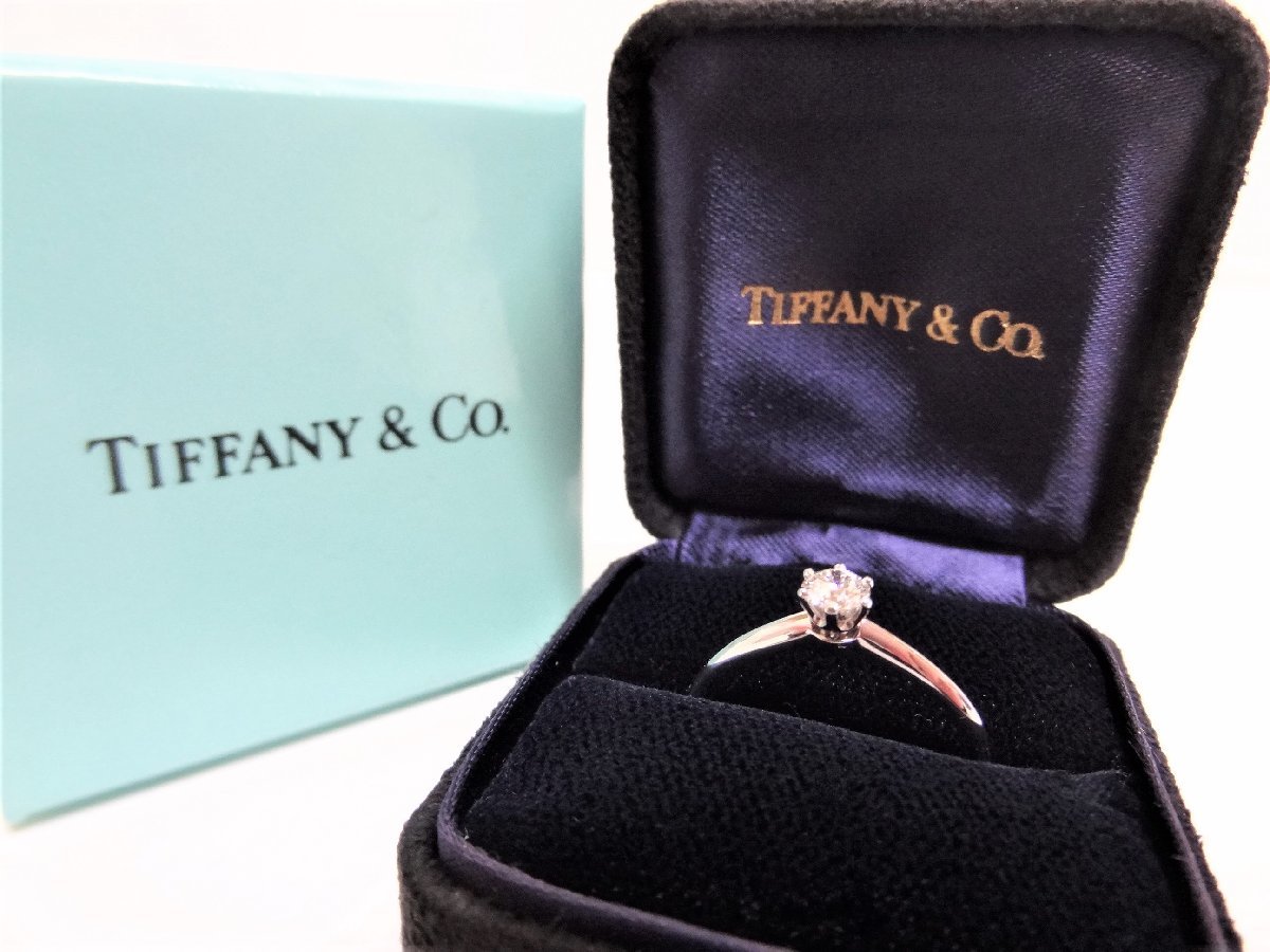 宅送] TIFFANY&Co. ティファニー P 立爪 Pt950 D0.25ct IF 指輪 リング